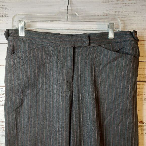 Woman's Franco Mirabelli Black with Brown Stripes Wide Leg Dress Pants - Picture 4 of 11